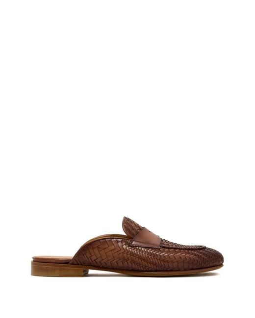 Magnanni Shoes Brown Woven Leather Mules