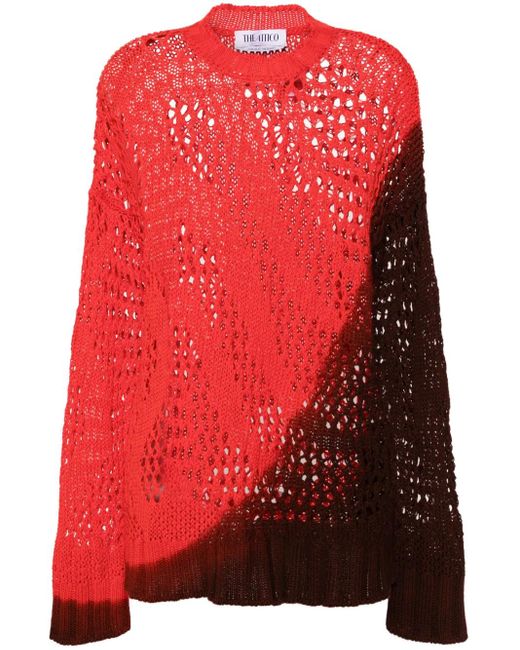 The Attico Red Ombrè Open-knit Jumper