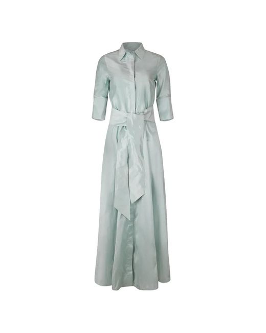 Sara Roka Blue Marysu Tie-Waist Shirt Dress