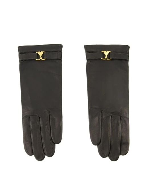 AMI Black Handschuhe Aus Leder Mit Herzschnalle