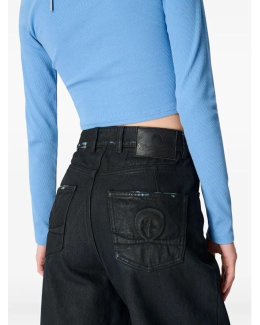 MARINE SERRE Black Moon Waxed Jeans