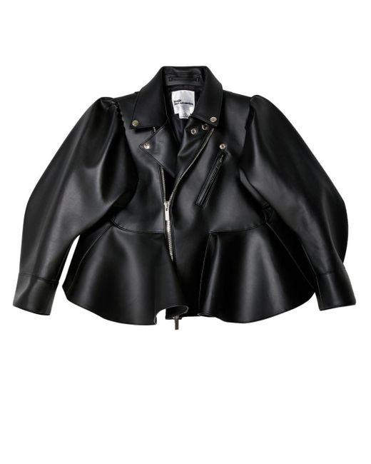Noir Kei Ninomiya Black Peplum Faux-leather Jacket