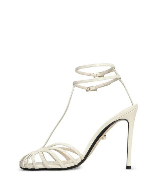 ALEVI White Sandales En Cuir Stella À Talon Aiguille