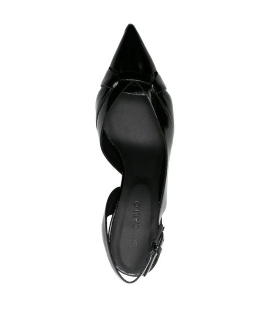 Roberto Del Carlo Black 60mm Slingback Leather Sandals