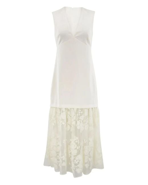 Sea White Arielle Midikleid mit V-Ausschnitt