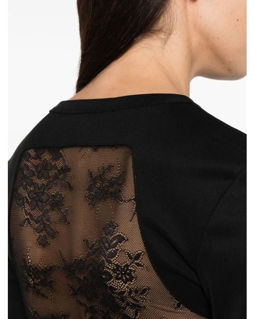 Imperial Black Lace-Panel Long-Sleeve T-Shirt