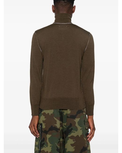 MM6 by Maison Margiela Brown High Neck Jumper for men