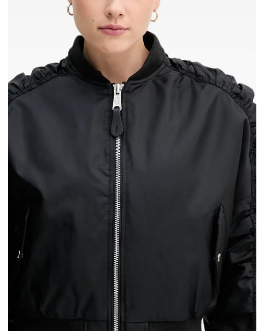 Alpha Industries Black Ruched Hooded Bomber Jacket