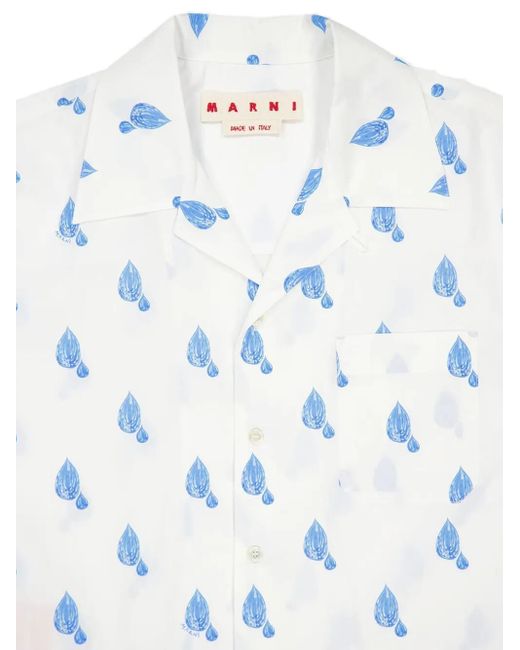 Marni White Printed Short-Sleeves Shirt for men
