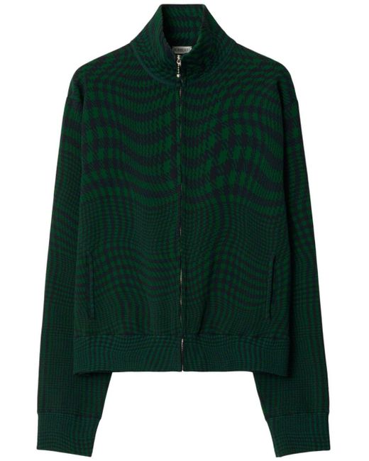 Burberry Green Houndstooth-pattern Track Jacket for men