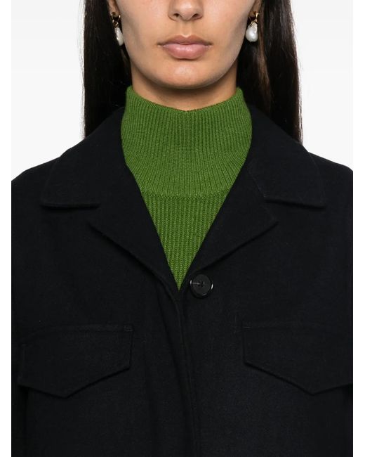 Totême Black Felted Recycled Polyester Shirt Jacket
