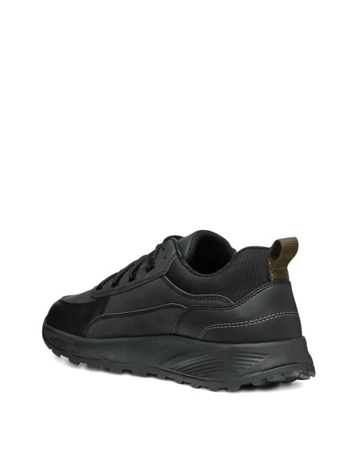 Geox Black Terrestre Leather Lace-Up Sneakers for men