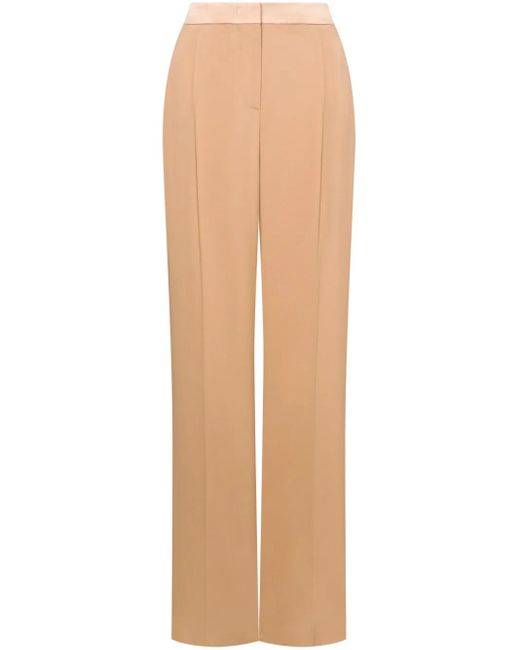 Alberta Ferretti Natural Straight-Leg Tailored Pants With Minimalist Design