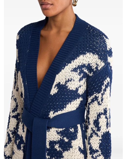 Etro Blue Printed Knit Cardigan