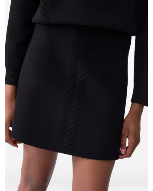 Liu Jo Black Knit Mini Skirt With Braided Details