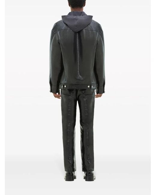Courreges Black Shine-Effect Biker Jacket for men