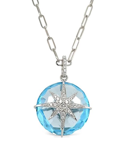 Lisa Nik Blue 18K Round Star Diamond And Topaz Necklace