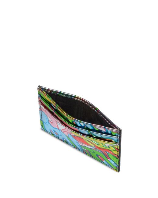 Philipp Plein Green Graffiti-print Leather Cardholder for men