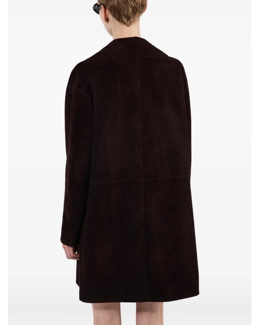 Prada Black Manteau Mi-Long En Daim