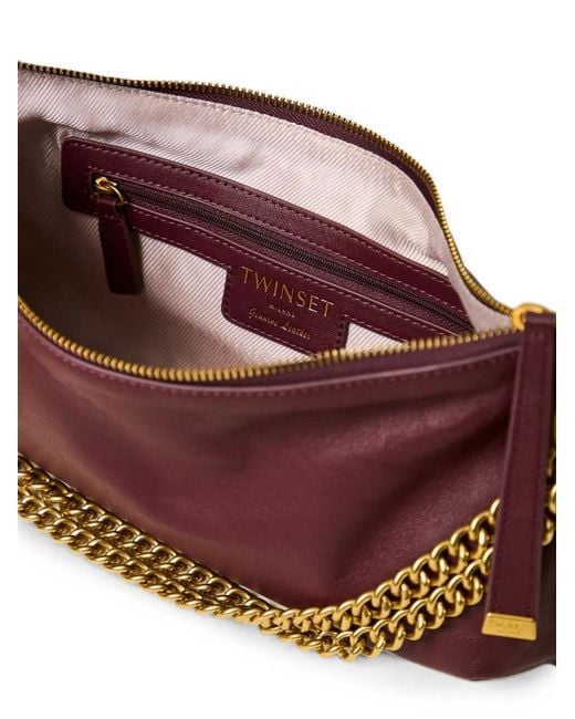 Twinset Brown Tassel-Detail Chain-Strap Bag
