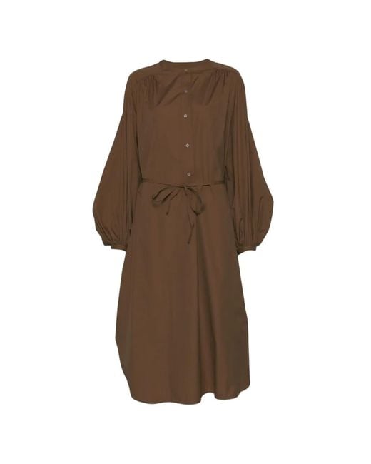 Loulou de Saison Brown Belted Button-Fastening Midi Dress