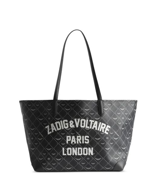 Zadig & Voltaire Black Xl Resort London Logo-Print Tote Bag