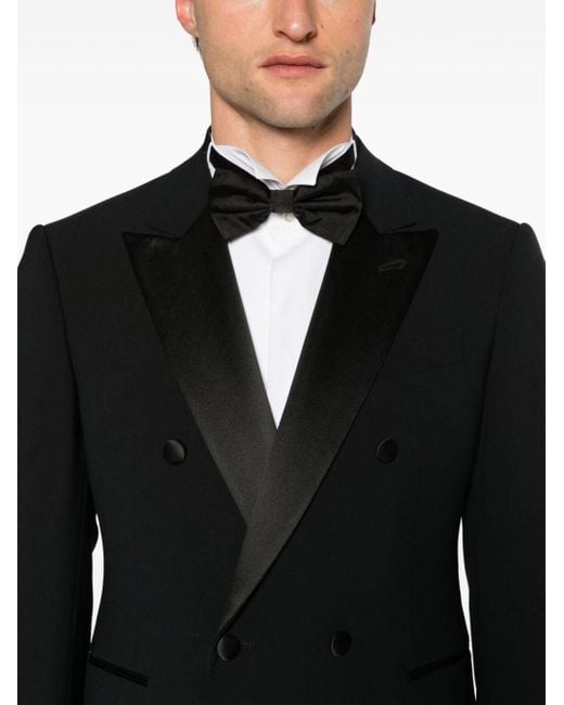 Emporio Armani Black Double-breasted Wool Suit for men