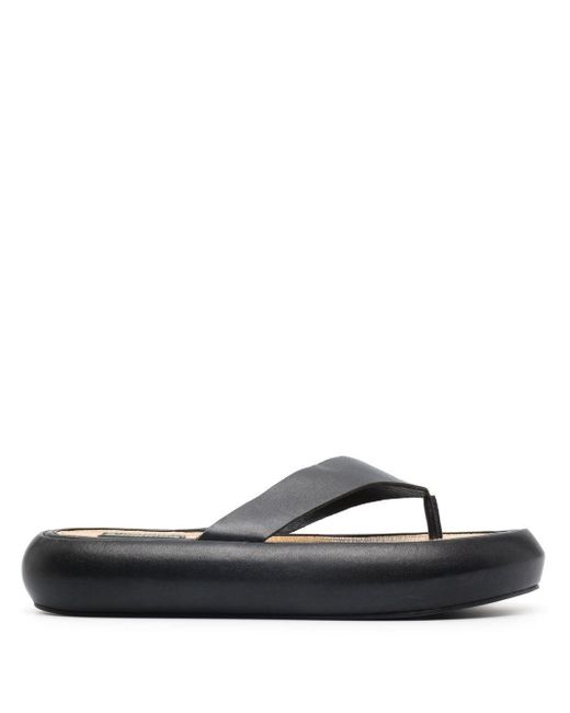 black flatform thong sandals