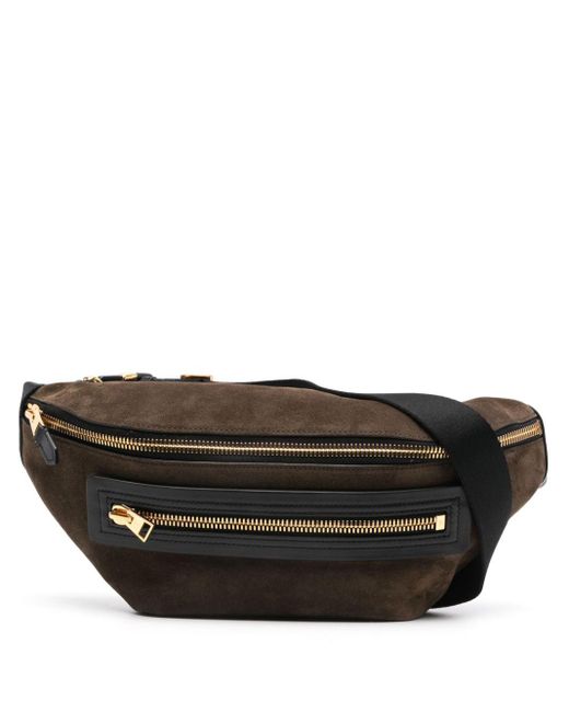 Tom Ford Black Suede And Smooth Calf Leather Buckley Belt Bag Bags for men