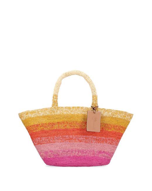 Manebí Pink Sac Porté Épaule Panier En Raphia
