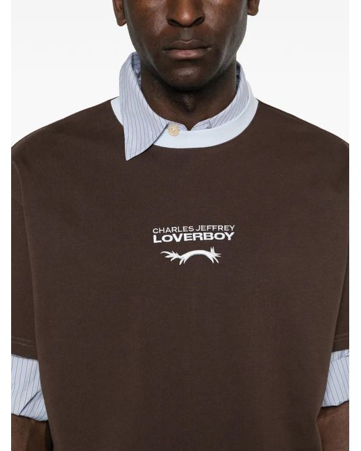 Charles Jeffrey Brown Logo-Embroidered T-Shirt