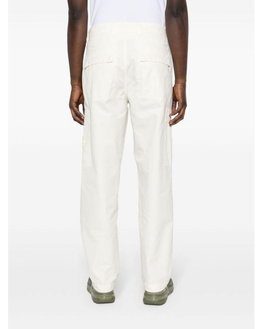 Stone Island White Straight-Leg Cargo Trousers for men