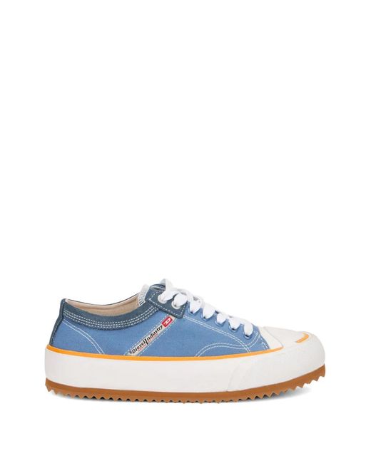 DIESEL Blue Platform Canvas Sneakers for men