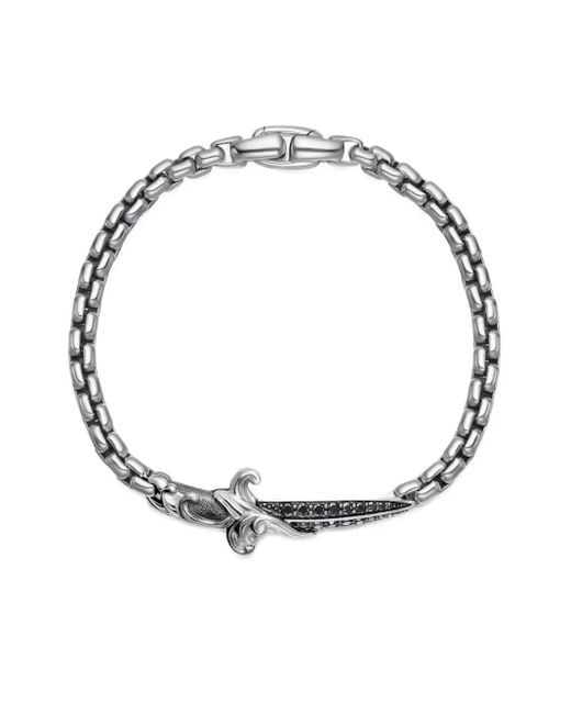 David Yurman Black Sterling Waves Dagger Bracelet (5Mm) for men