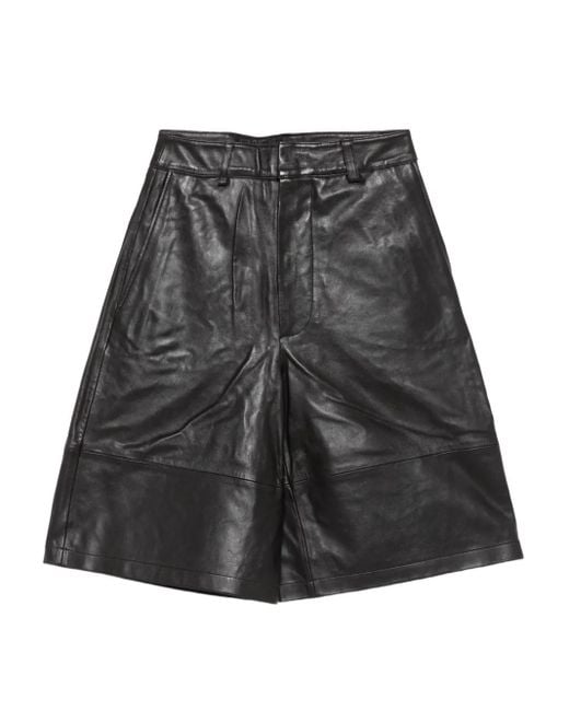 Frankie Shop Gray Olivia Panelled Leather Shorts