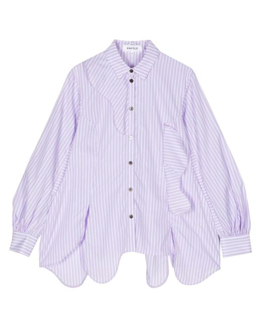 Enfold Purple Mix Wave Stripe Cotton Shirt