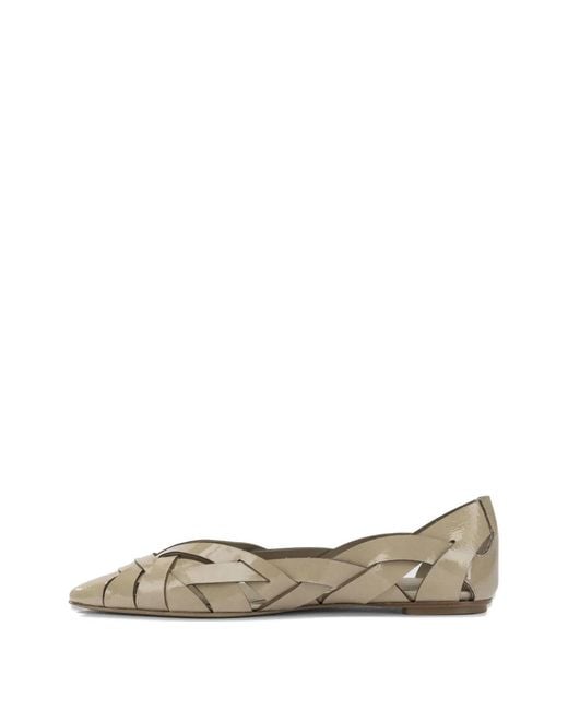 Roberto Del Carlo Natural Interwoven Pointed-Toe Ballet Flats