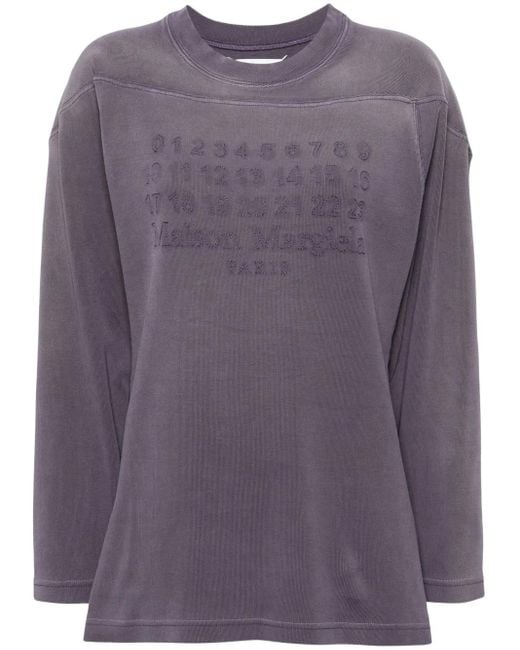Maison Margiela Purple Numbers Logo Cotton T-Shirt
