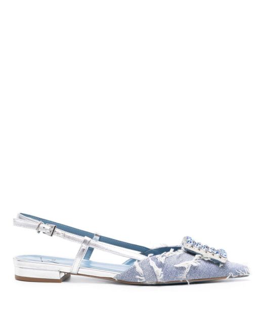 Roberto Festa White Stefi Crystal-buckle Slingback Sandals