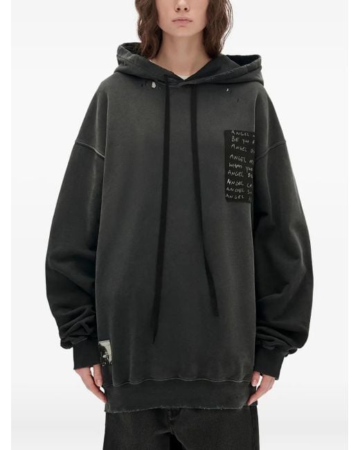 Ann Demeulemeester Black Hoodie mit Kordelzug
