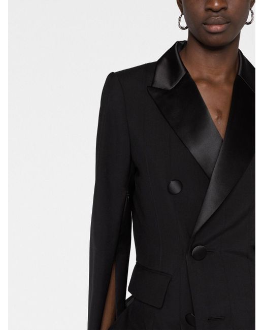 Black Suiting Mix Cape Blazer Black サカイ | issmi.com.au