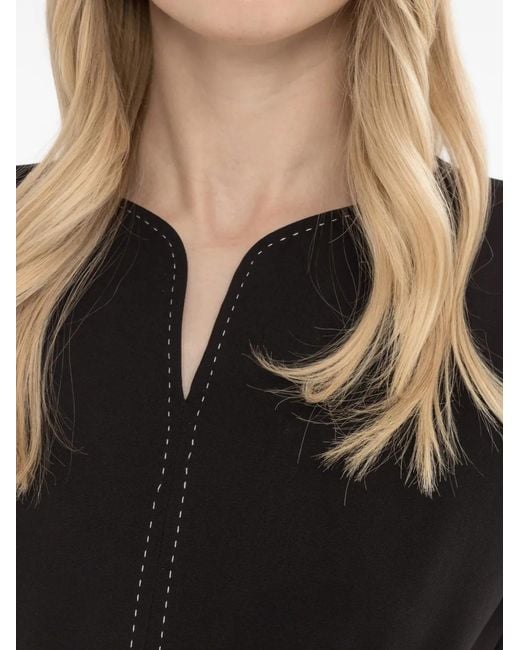 Nissa Black Sculpted Midi Dress