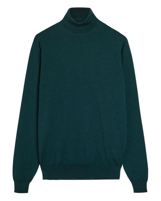 John Smedley Green Cherwell Turtleneck Long-Sleeve Sweater for men