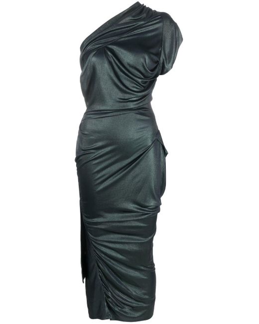 Vivienne Westwood Ruched One-shoulder Midi Dress in Green | Lyst UK