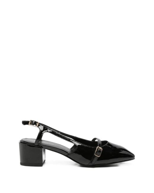 SERGIO MORETTI FIRENZE Black Buckle-Fastening Slingback Pumps