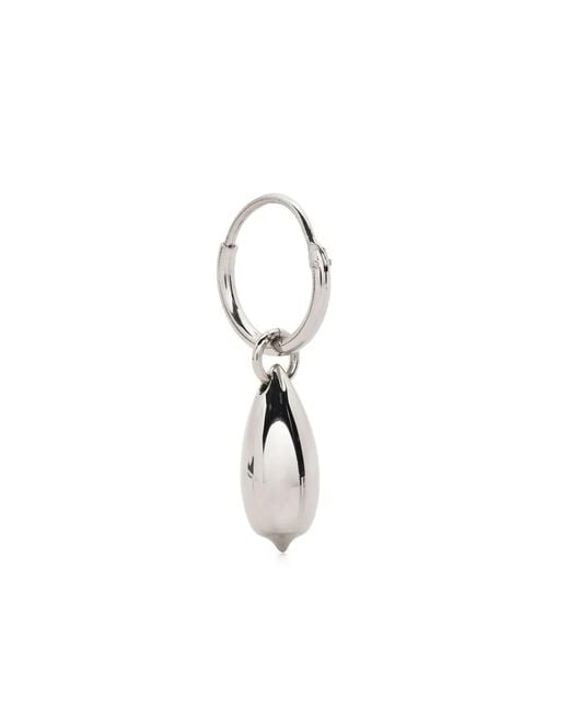 Lemaire White Metallic-Charm Hoop Earrings