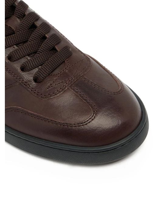 Bally Brown Retro Crest Leather Sneakers for men