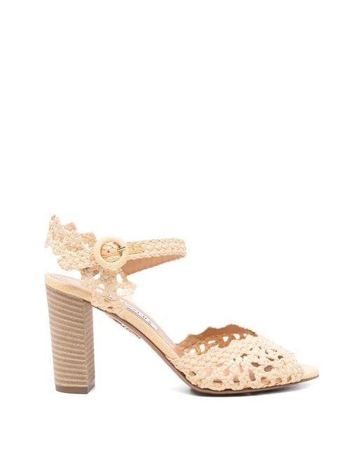 Aquazzura Natural Woven-Design Buckle-Fastening Sandals