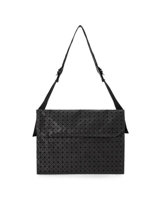 Issey Miyake Black Geometric-Panelled Shoulder Bag