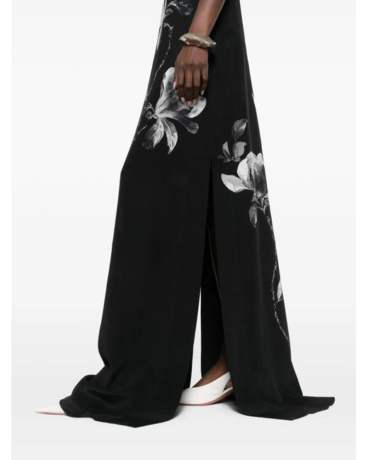 Ermanno Scervino Black Floral Silk Maxi Dress